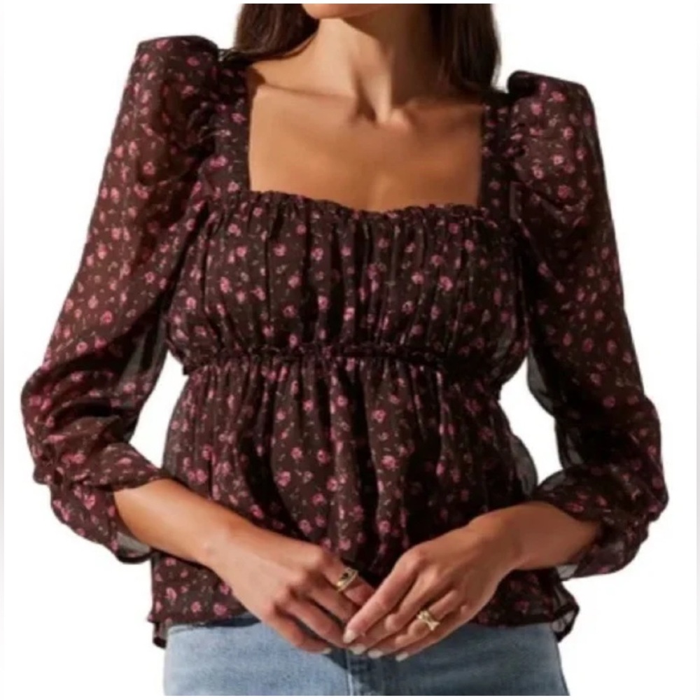 ASTR Floral Black and Pink Women's Top
